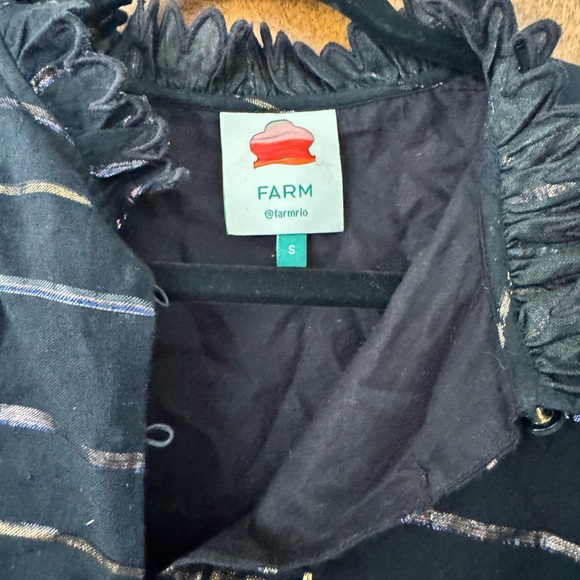 Farm Rio Metallic Stripe Ruffle Top - Picture 2 of 4